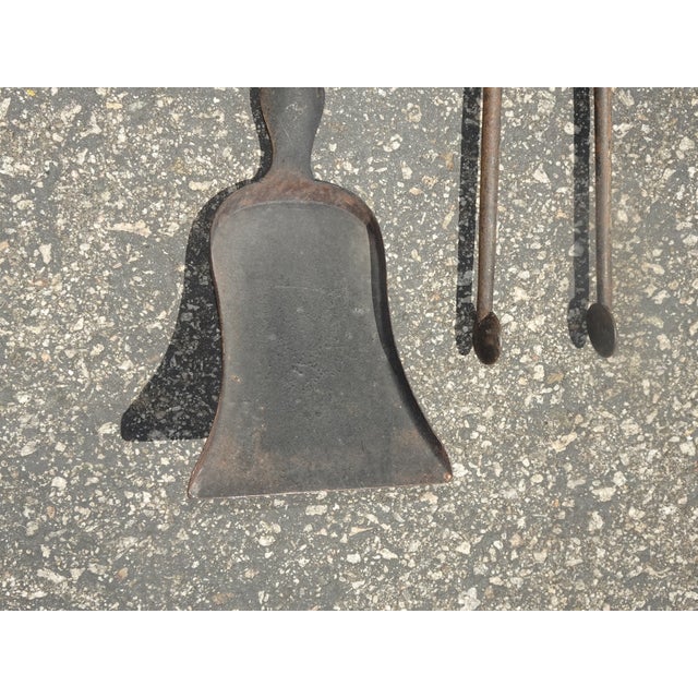 Vintage French Country Black Wrought Iron Set of Two Fireplace Tools For Sale - Image 15 of 15