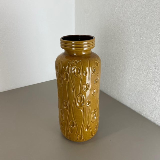 Large Pottery Fat Lava Ochre Floor Vase from Scheurich, 1970s For Sale - Image 4 of 18