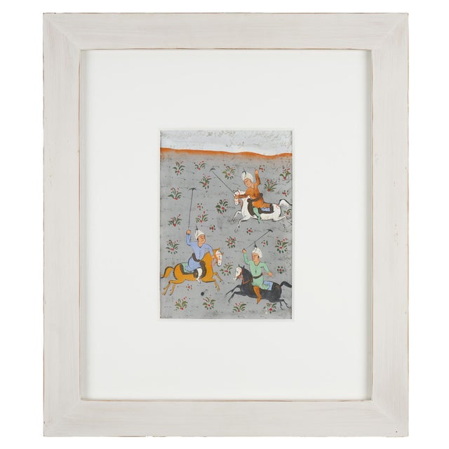 Pair of 19th Century Persian Miniature Paintings of Polo Players For Sale In Chicago - Image 6 of 12