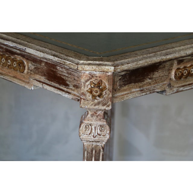 1930s Italian Neoclassical Leather-Top Game Table Set With Four Chairs For Sale - Image 15 of 18