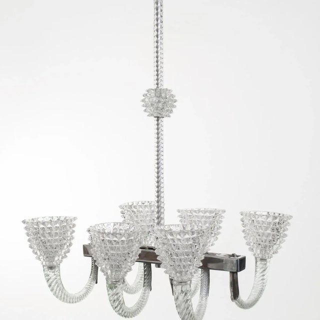 Metal Murano Glass Chandelier by Ercole Barovier For Sale - Image 7 of 12
