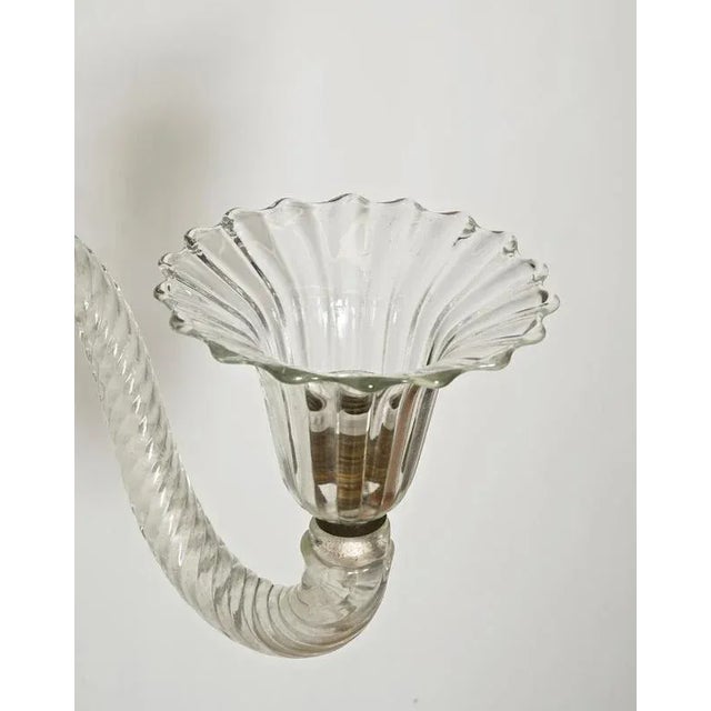 1950s Large Murano Glass and Brass Flower Sconces from Barovier, Italy, 1950s, Set of 2 For Sale - Image 5 of 18