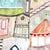 Old Town - Original Pastel Colored Urban Landscape Watercolor Painting on Paper by Maria C Bernhardsson For Sale - Image 4 of 7