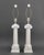Pair of Neoclassical Style White Painted Ionic Column Form Table Lamps, each with cube finial. 40.5" H x 7.25" W x 7.25"...
