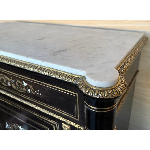 Mid 19th Century French 19th Century Napoleon III Period Cabinet With Metal Inlays For Sale - Image 5 of 13