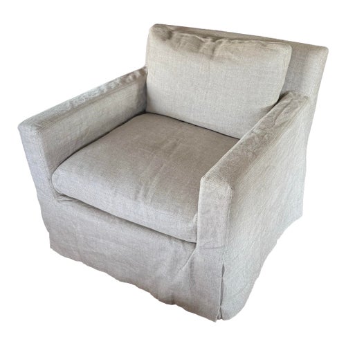Restoration Hardware Belgian Linen Slipcovered Lounge Chair