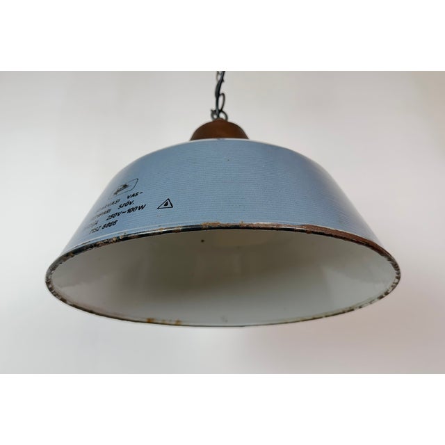 Metal Industrial Grey Enamel and Cast Iron Pendant Light, 1960s For Sale - Image 7 of 18