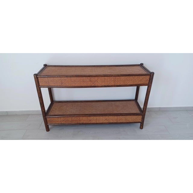 Bamboo and Wicker Console Table, 1980s For Sale - Image 4 of 6
