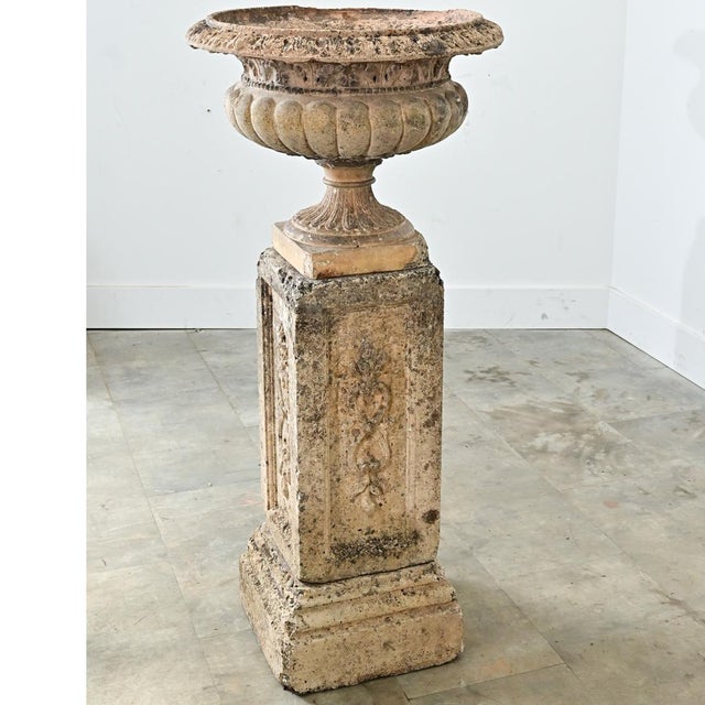 English 19th Century Carved Stone Pillar with Urn on Top For Sale - Image 10 of 12