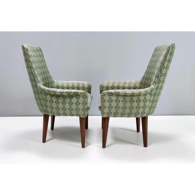 1960s Set of Vintage Italian Green Fabric and Beech Chairs, 1960s For Sale - Image 5 of 12
