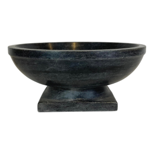 Currey & Company Modern Large Black Marble Pedestal Bowl