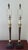 Two matched tall candlestick style neoclassic lamps with painted faux marble on elegant tapered stems and gold colored...
