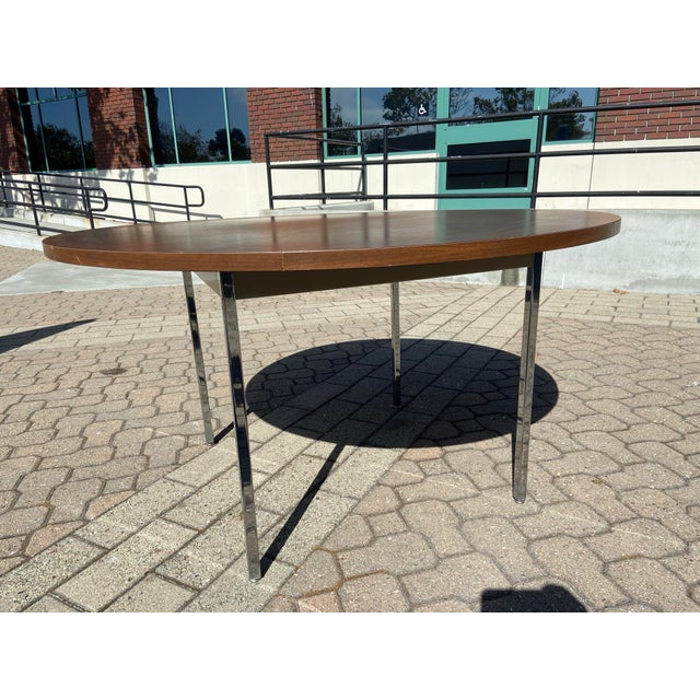 Coffee 1970s Vintage Mid Century Modern Round Conference Room Table by Virco For Sale - Image 8 of 12