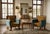 A striking pair of armchairs that masterfully blend classic Biedermeier silhouette with a bold, contemporary color...