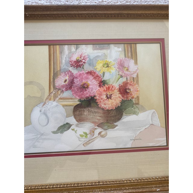 Ecru Late 20th Century Nancy Martin Original Watercolor Still Life, Framed For Sale - Image 8 of 9