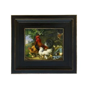 "Fox in the Hen House" Contemporary Reproduction Print on Canvas, Framed