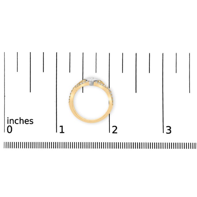 10K Two Tone Color 2/3 Cttw Diamond Kite and Twist Shank Ring (H-I Color,SI2-I1 Clarity) - Size 7 For Sale In New York - Image 6 of 6