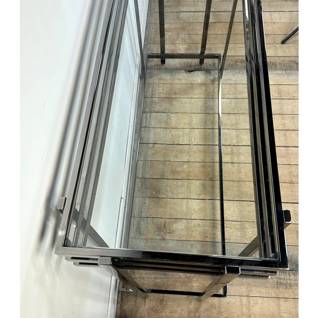 Smoked Silver Metal Console Table, 2000s For Sale - Image 6 of 12