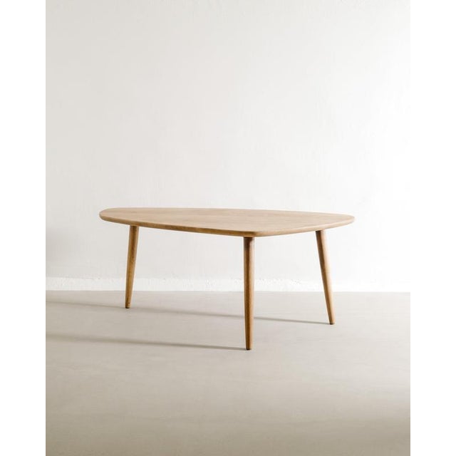 Danish Mid-Century Free Form Oval Wooden Coffee Table in Oak, 1950s For Sale - Image 6 of 7