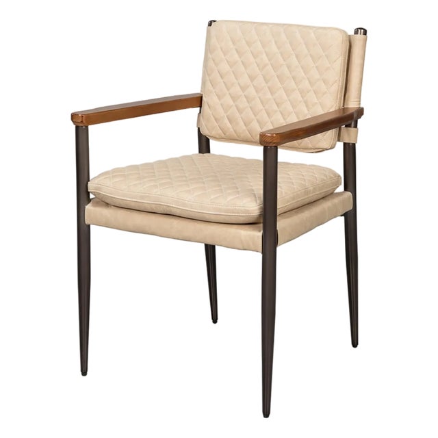 Mid-Century Modern Leather Armchair - Cappuccino Cream For Sale