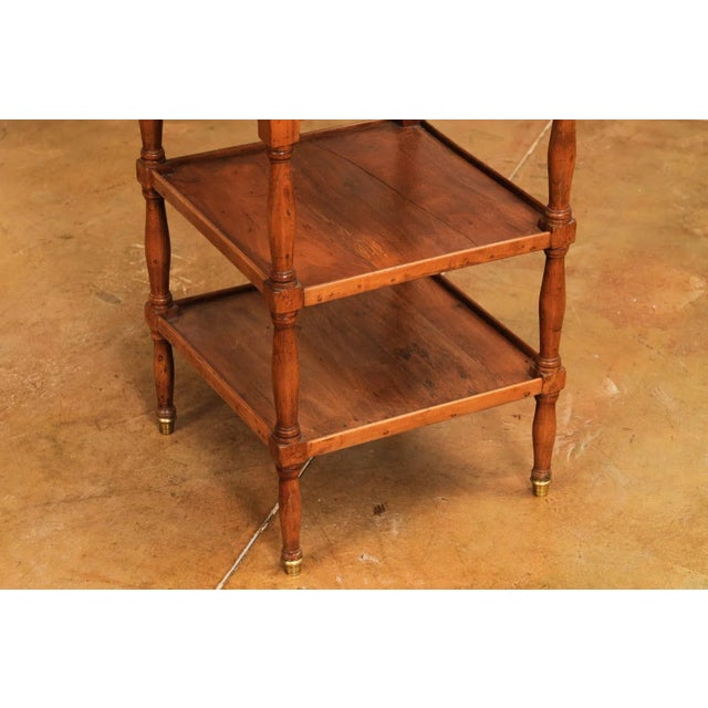 French 1890s Cherry Rafraichissoire Wine Table with White Vined Marble Top For Sale In Atlanta - Image 6 of 12