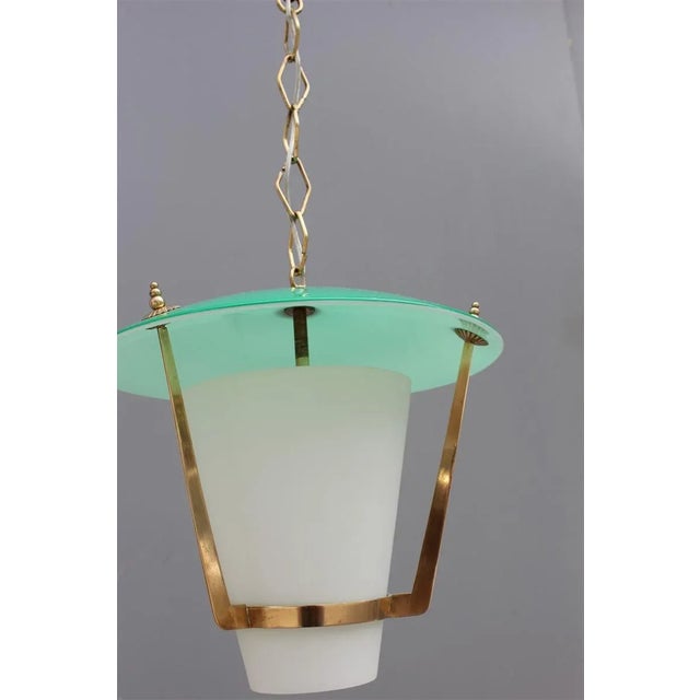 1950s White and Green Murano Glass Lantern from Stilnovo, 1950s For Sale - Image 5 of 7