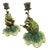 Beaux-Arts Pair of Vintage Whimsical Ceramic and Bronze Patinated Metal Musical Frog Candle Holders For Sale - Image 3 of 12