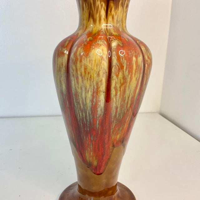 Ceramic Mid-Century Americana Folk Art Boho Chic Dripped Glazed Ceramic Vase. For Sale - Image 7 of 10