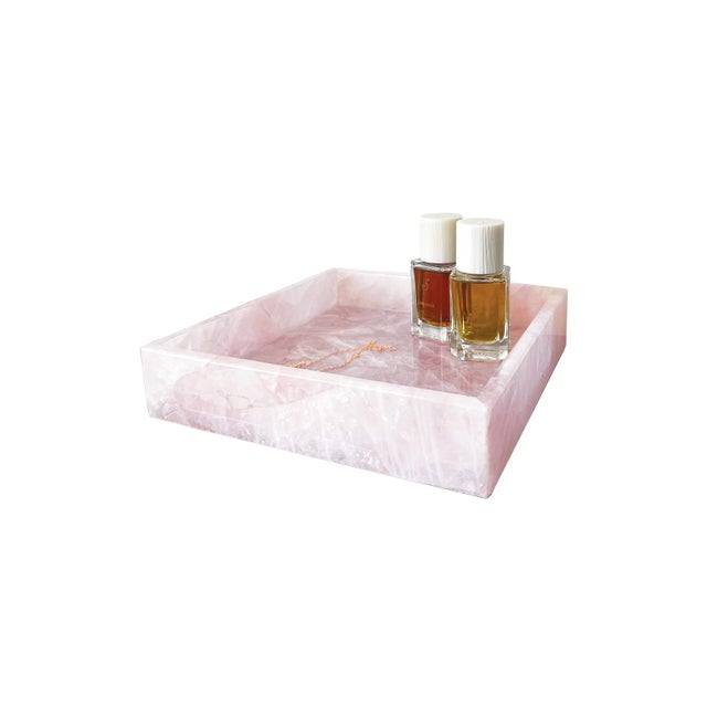 Modern Rose Quartz Square Tray by Etereo New York For Sale - Image 3 of 3