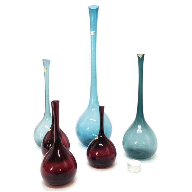 Tulip Vases in Blown Glass by Arthur Percy for Gullaskruf, Sweden, 1950s, Set of 6 For Sale - Image 10 of 11