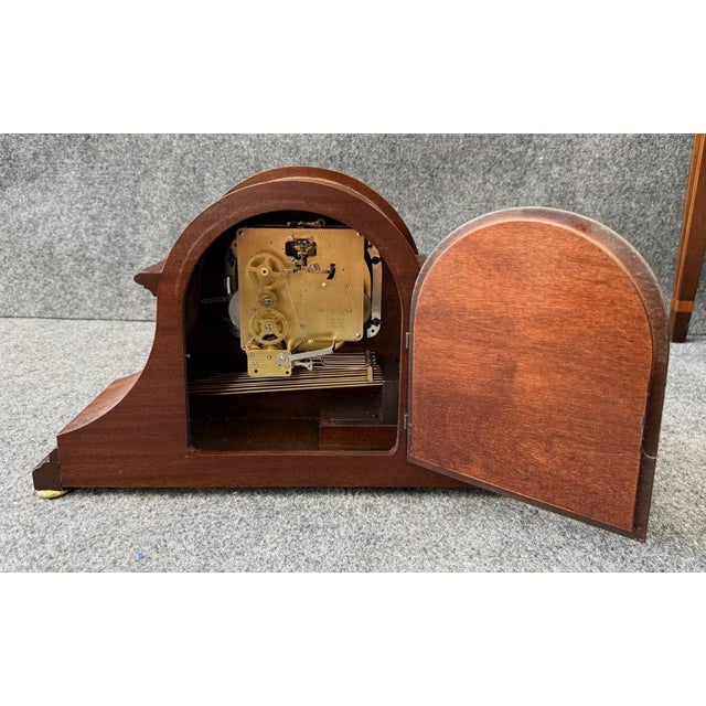 Vintage Sligh Solid Mahogany Mantel Clock For Sale - Image 11 of 13