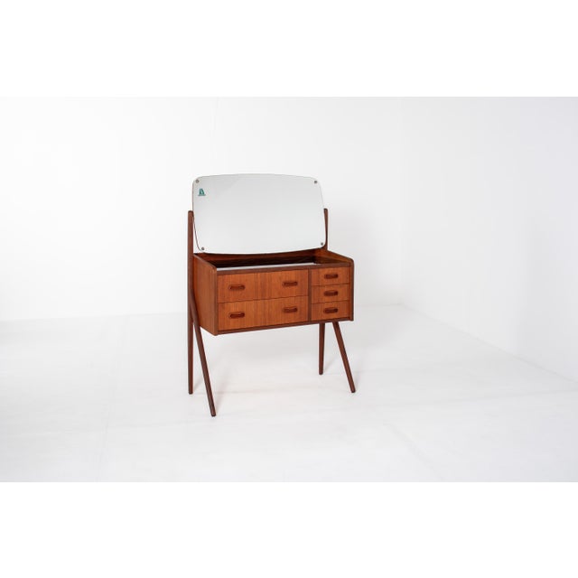 Mid-Century Modern Danish Teak Vanity Table with Black Glass Top, 1960s For Sale - Image 10 of 10