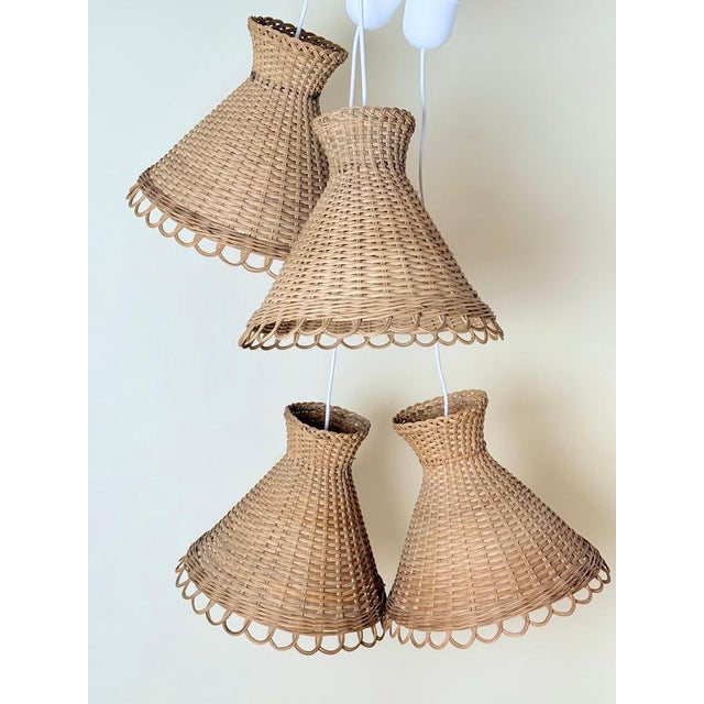 Handcrafted Rattan Diabolo Pendant Light in the style of Kalmar, 1960s For Sale - Image 14 of 15