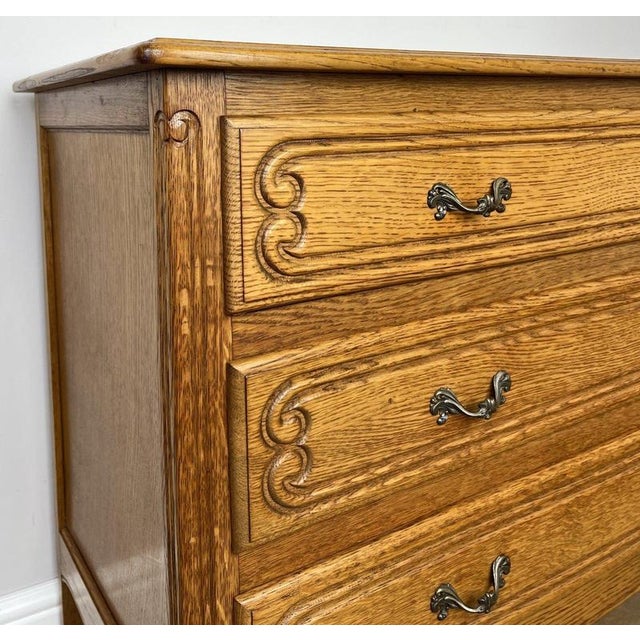 Vintage French Louis Oak Chest of 3 Drawers For Sale - Image 5 of 13