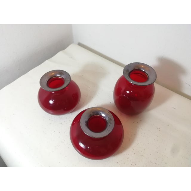 Ruby Red Murano Glass Vases, Italy, 1980s, Set of 3 For Sale - Image 4 of 10