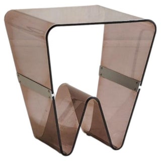 Italian Smoked Acrylic Magazine Holder Side Table, 1970s - 3 Available For Sale