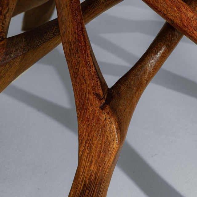 Brown 1960s African Hand-Carved Interlocking Wooden Table With Brass Top For Sale - Image 8 of 18