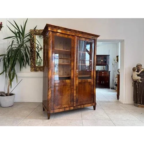 Antique Biedermeier Display Cabinet in Walnut For Sale - Image 9 of 10