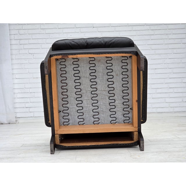 Danish Armchair in Brown Leather and Oak, 1970s For Sale - Image 13 of 14