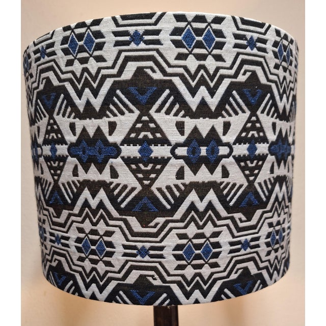 Metal German Table Lamp with Black Wrought Iron Base and Fabric Shade, 1960s For Sale - Image 7 of 9