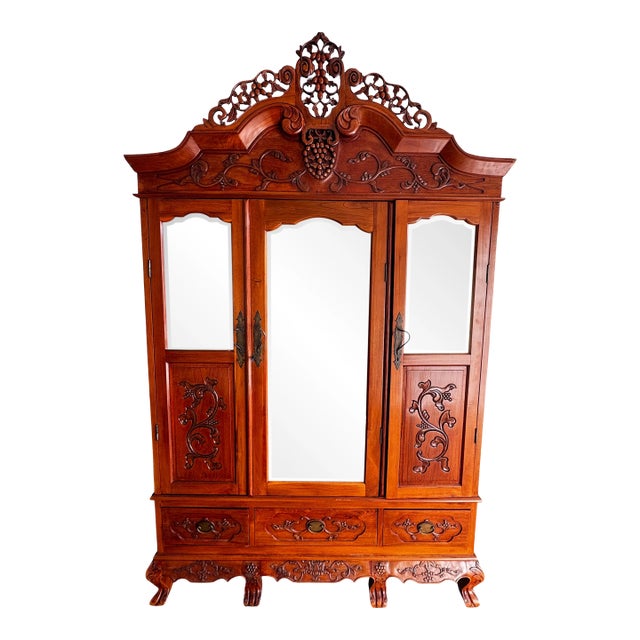 1990s Antique-Like Chinese Teak Armoire For Sale