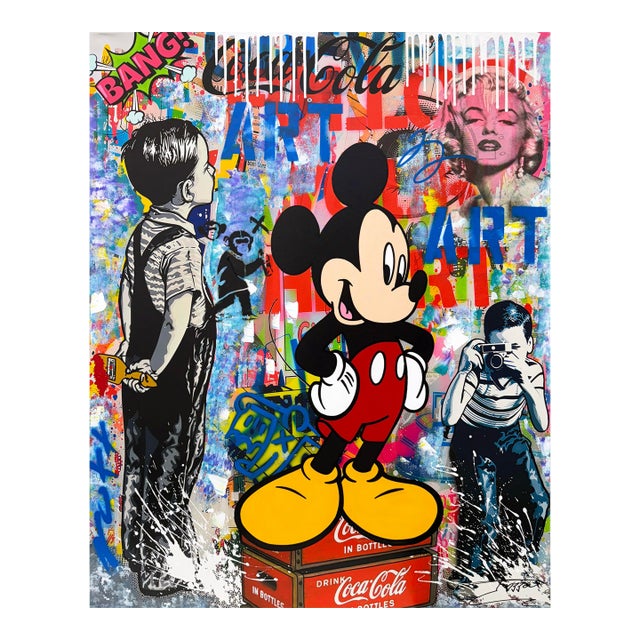 Jozza, Art Is Love, Huge Original Painting, Signed, 60x48 In. Stretched, Mickey Mouse, 2026 For Sale