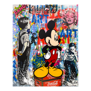 Jozza, Art Is Love, Huge Original Painting, Signed, 60x48 In. Stretched, Mickey Mouse, 2026