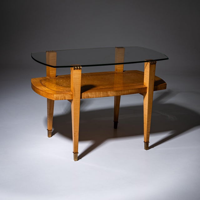 Art Deco Coffee Table with Glass Top, 1940s For Sale - Image 3 of 8
