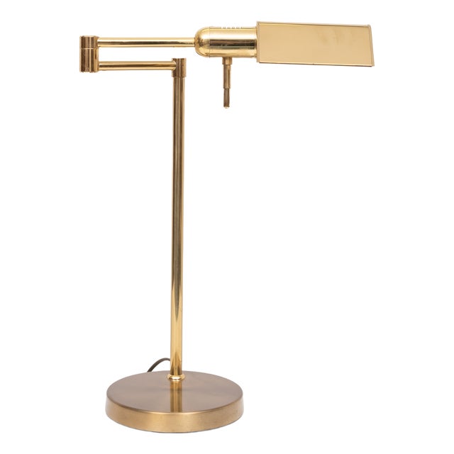 Vintage Swing Arm Desk Lamp in Brass, 1980s For Sale