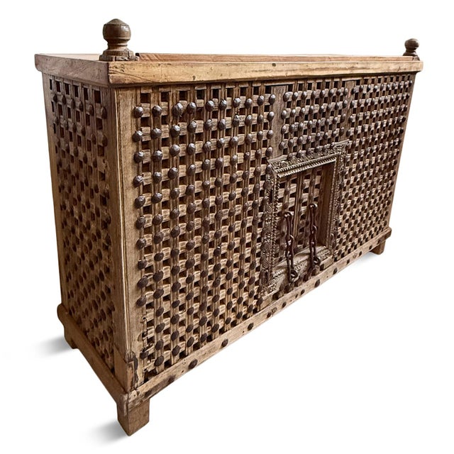 Antique Indian Dowry Chest Tall Bar Cabinet For Sale - Image 9 of 10