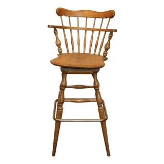 Vintage Captain Wooden Bar Stool For Sale