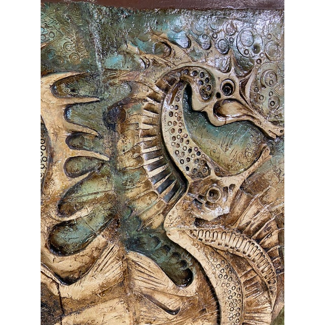 Terracotta Bas-Relief Panel Depicting Seahorses by Ermanno Vites, 1979 For Sale - Image 4 of 7