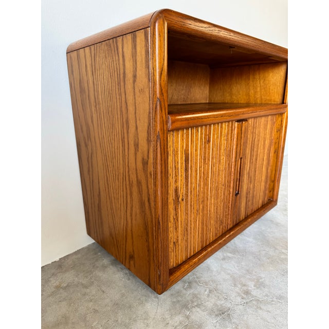 Mid-Century Modern Tambour Door Serving Cart or Tv Stand on Wheels/ Sold For Sale - Image 12 of 12