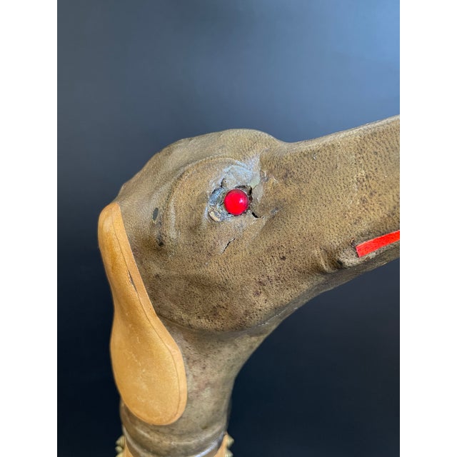 Vintage Italian Leather Wrapped Glass Hound Dog Decanter For Sale - Image 9 of 12